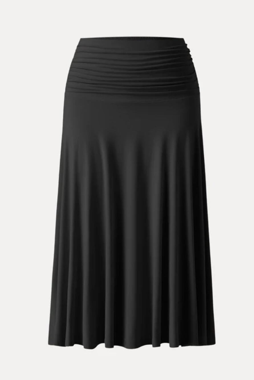 OGL Move Size M Black Ruched High Waist Flowy A-Line Midi Maxi Skirt Stretch